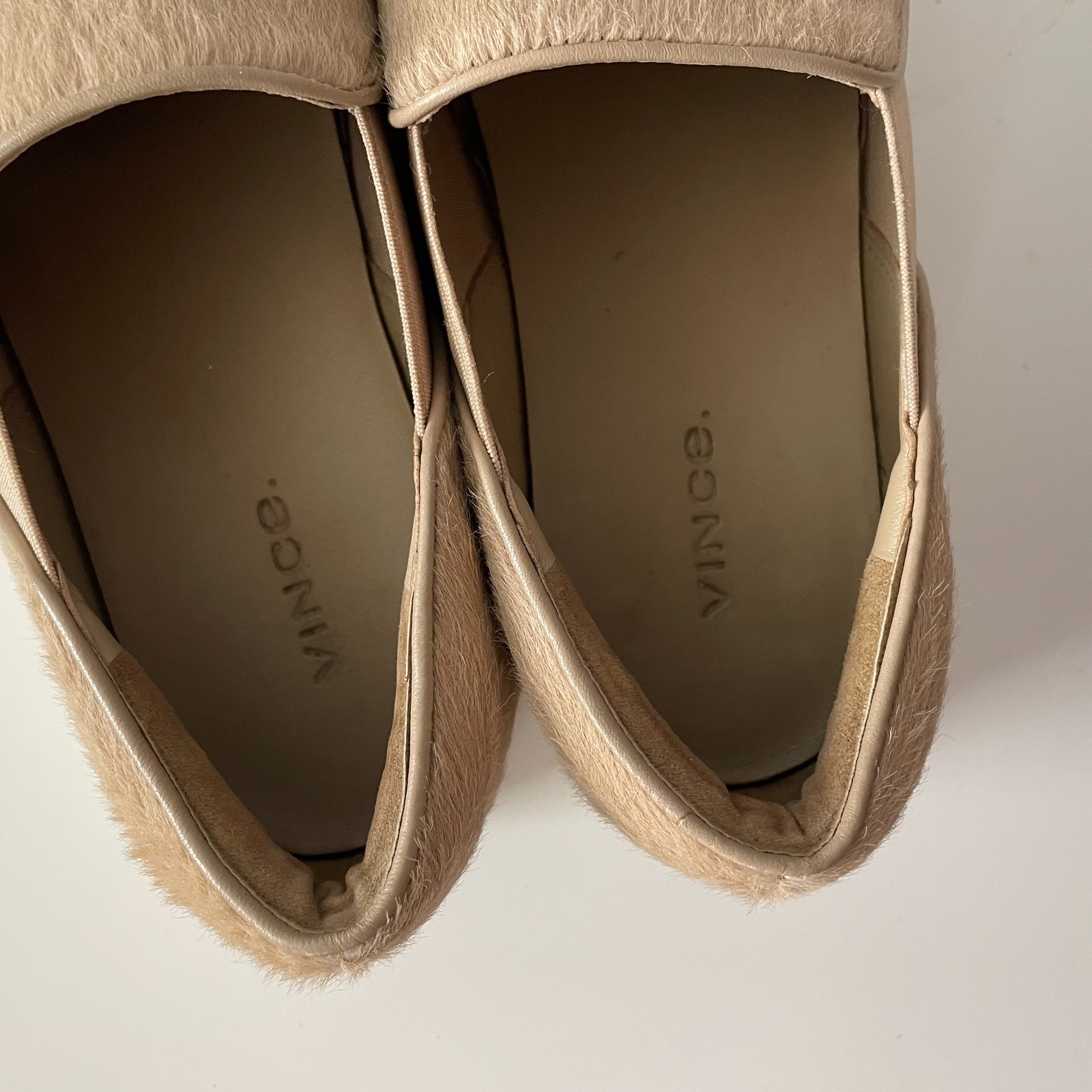 Vince Haircalf Slip On Sneakers Women 7M Beige Nude Pony Hair Leather Platform