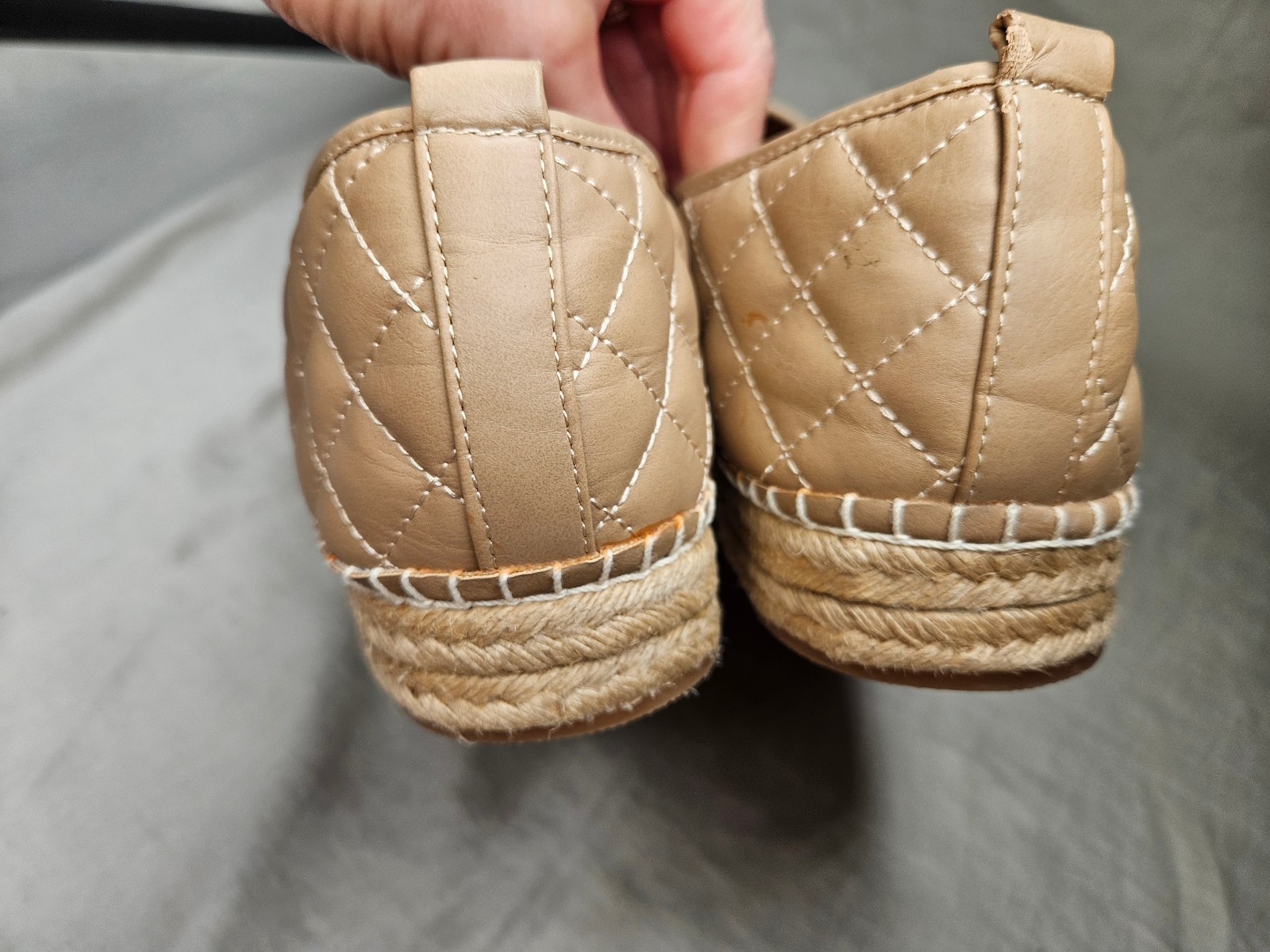 Steve Madden Palamo Espadrilles Slip On Shoes Womens SZ 11 Beige Black Quilted