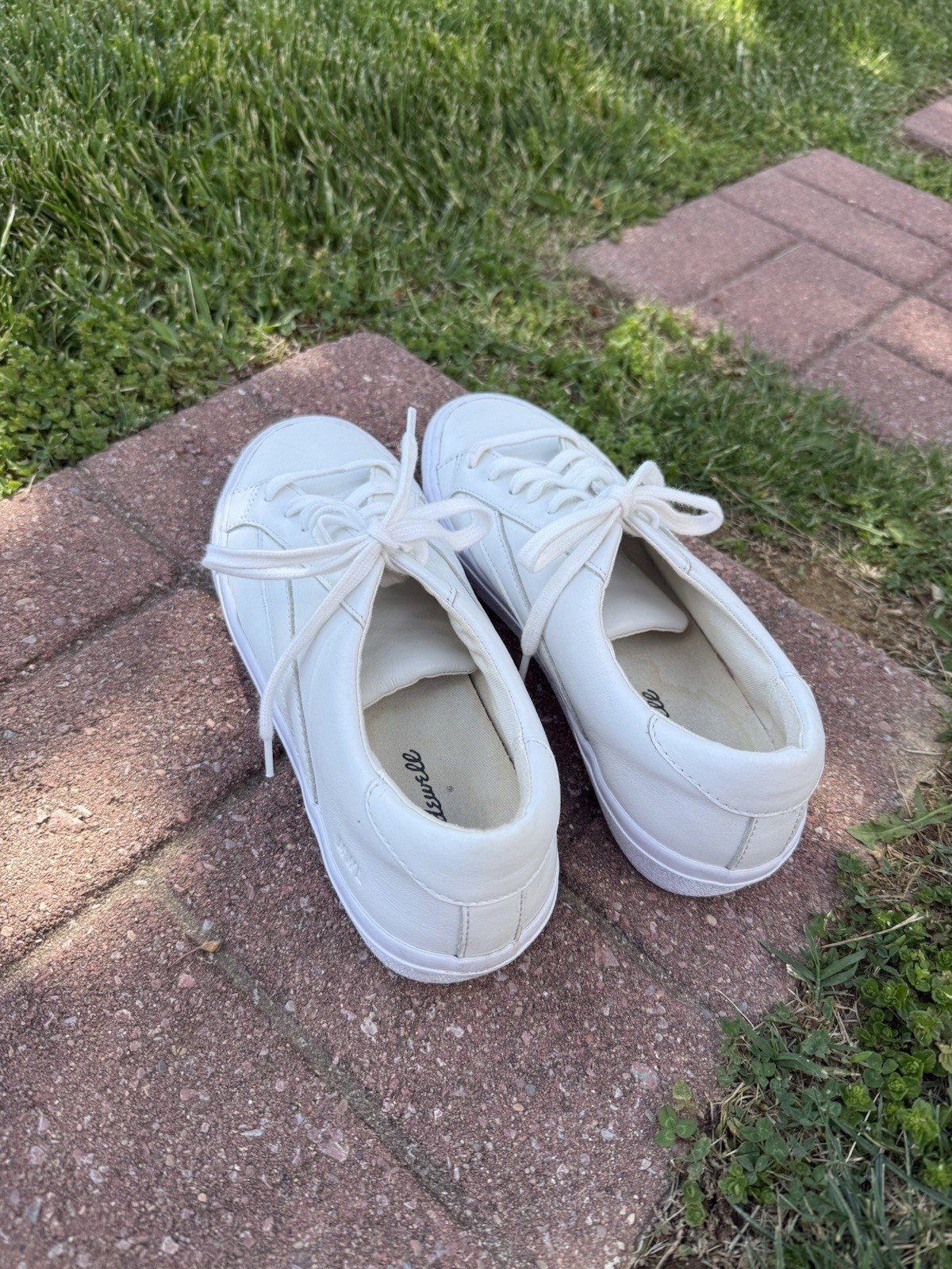 Madewell White Sidewalk Low Top 100% Leather Classic Streetwear Sneakers Size 8