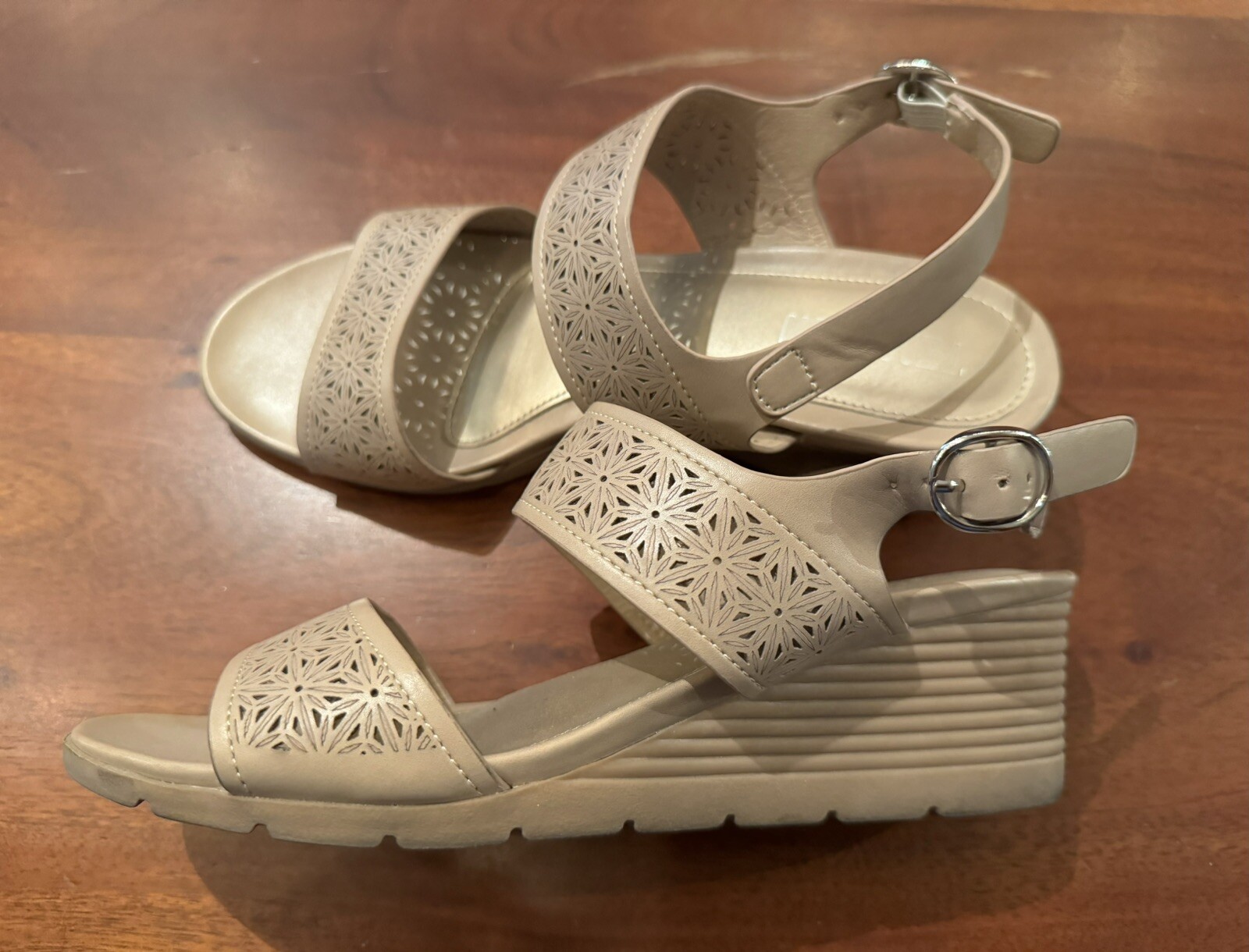 TEMOFON Womens Wedge Elastic Ankle Strap Bohemian Open Toe Sandal Sz 7