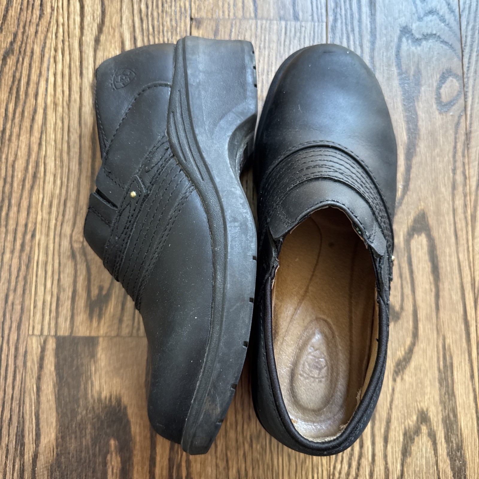 Ariat Women’s Steel Toe Black Leather Work Clogs Size 5 B
