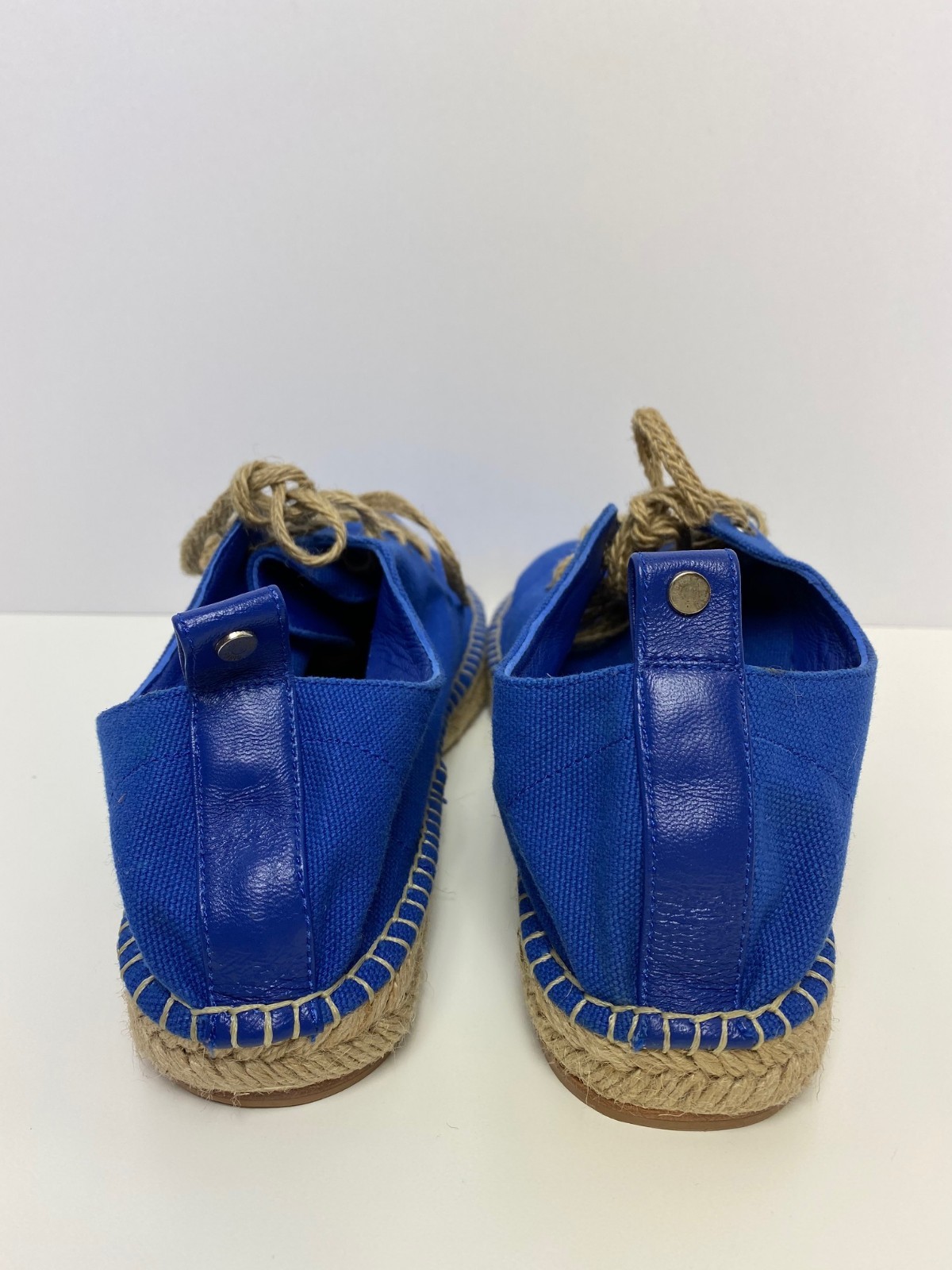 Hermes Espadrilles Hightop Canvas Electric Blue Size 39EU 5UK 6US