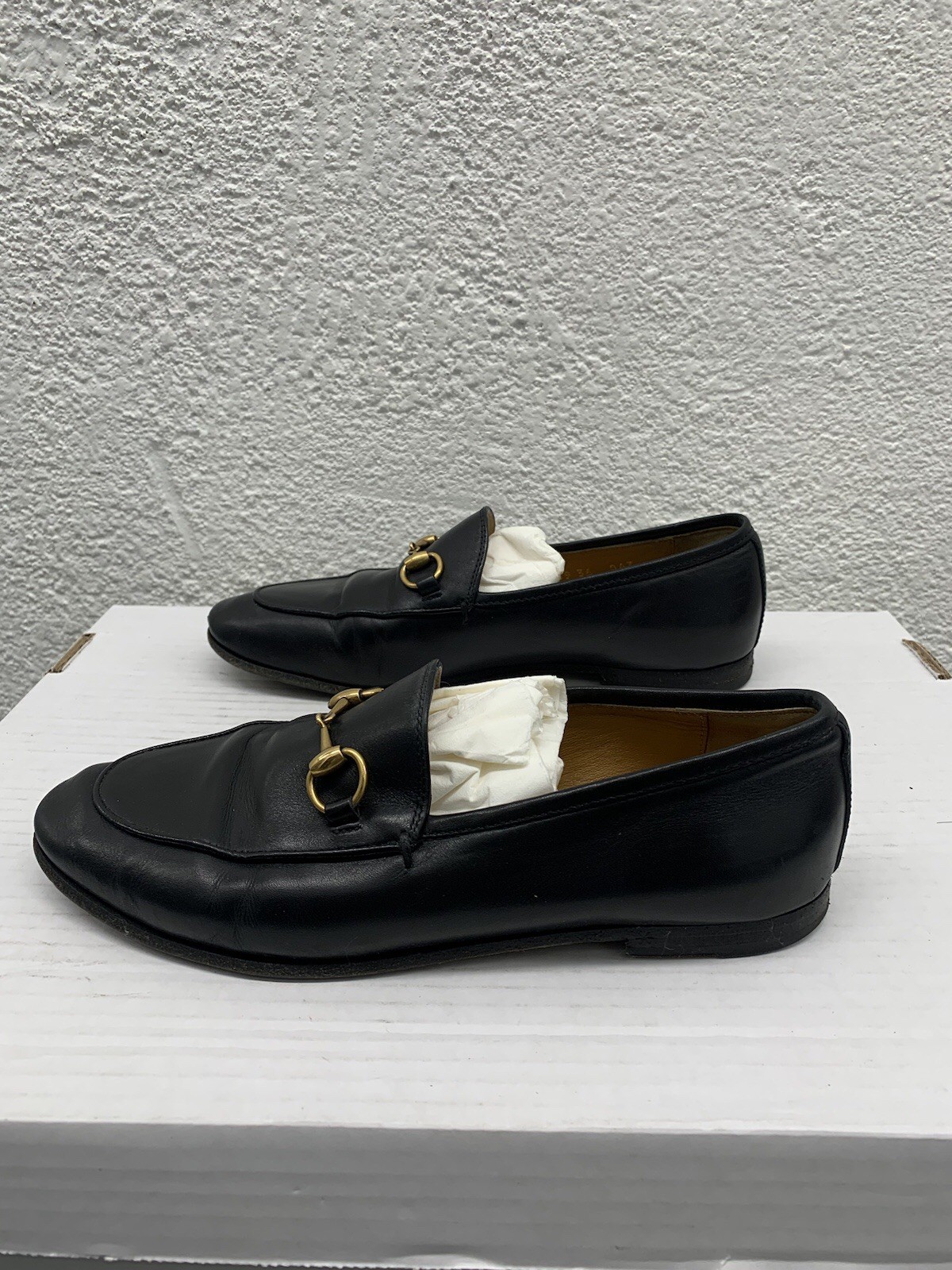 Gucci GG Horsebit Loafers Shoes Jordaan Leather Black Sz 6 US 36 EU BB22