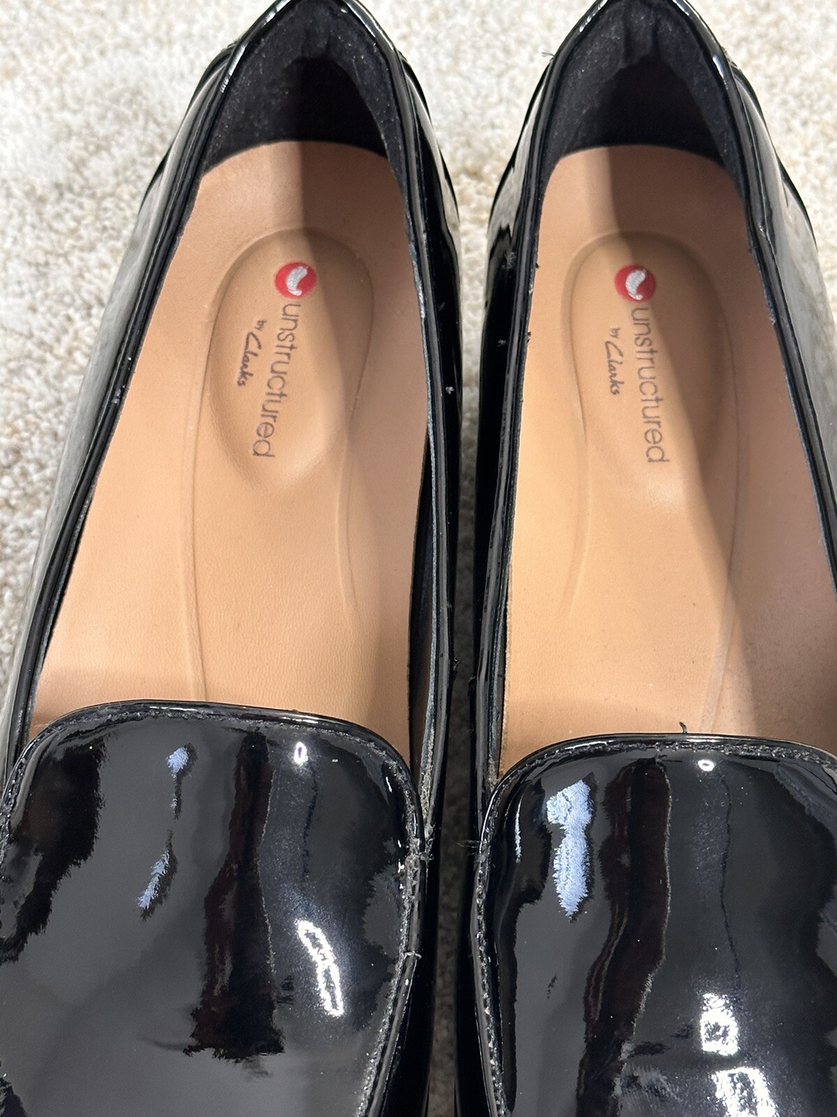 Unstructured Clarks Shoes Women’s 7M Un Blush Ease Loafers Black Leather NEW