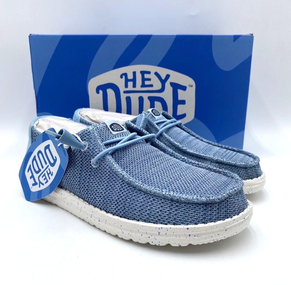 Hey Dude WENDY STRETCH SOX Women’s NEW Casual Loafer Blue Breeze Multiple Sizes
