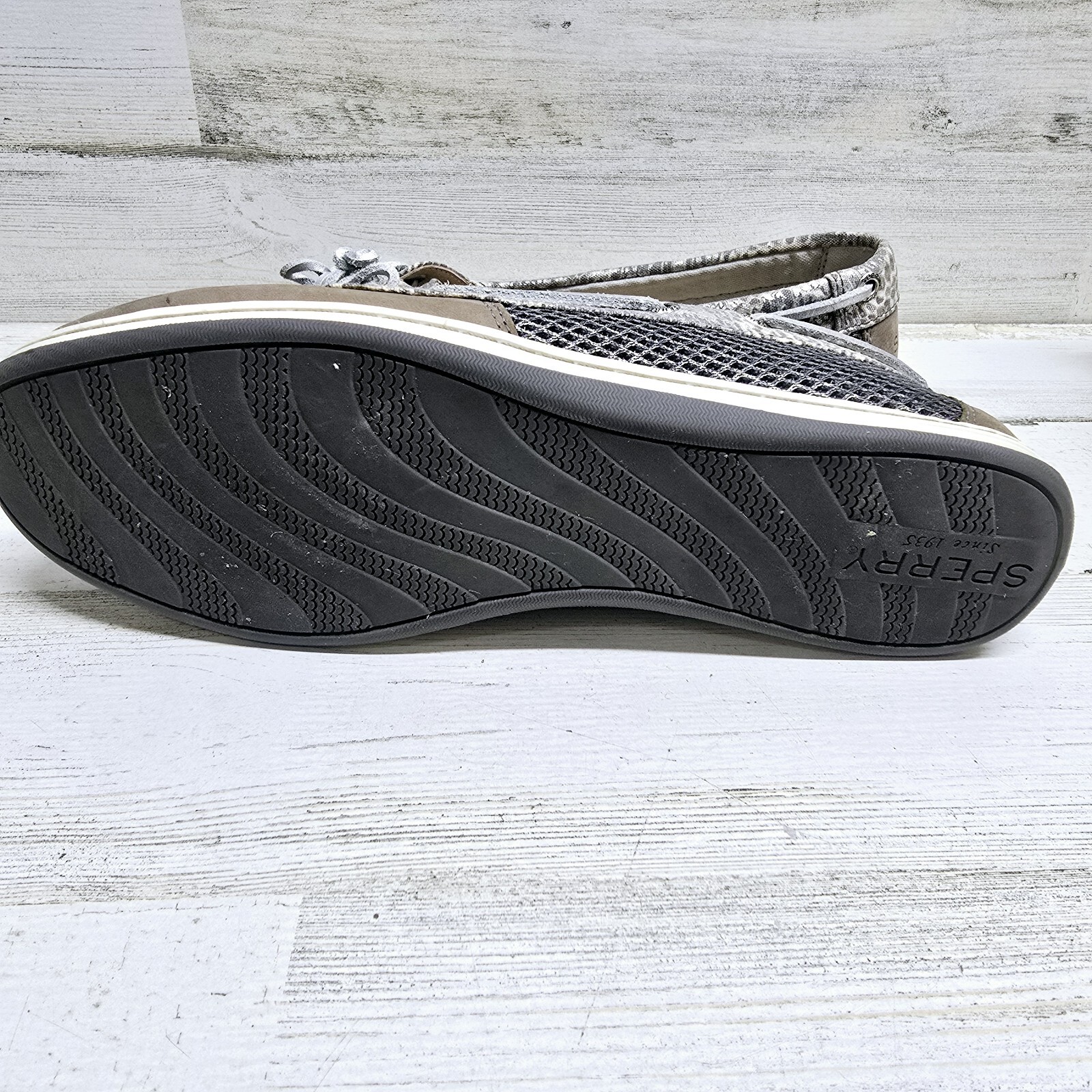 Sperry Top-Sider Womens 10 M Taupe Leather Koifish Cheetah Boat Shoes