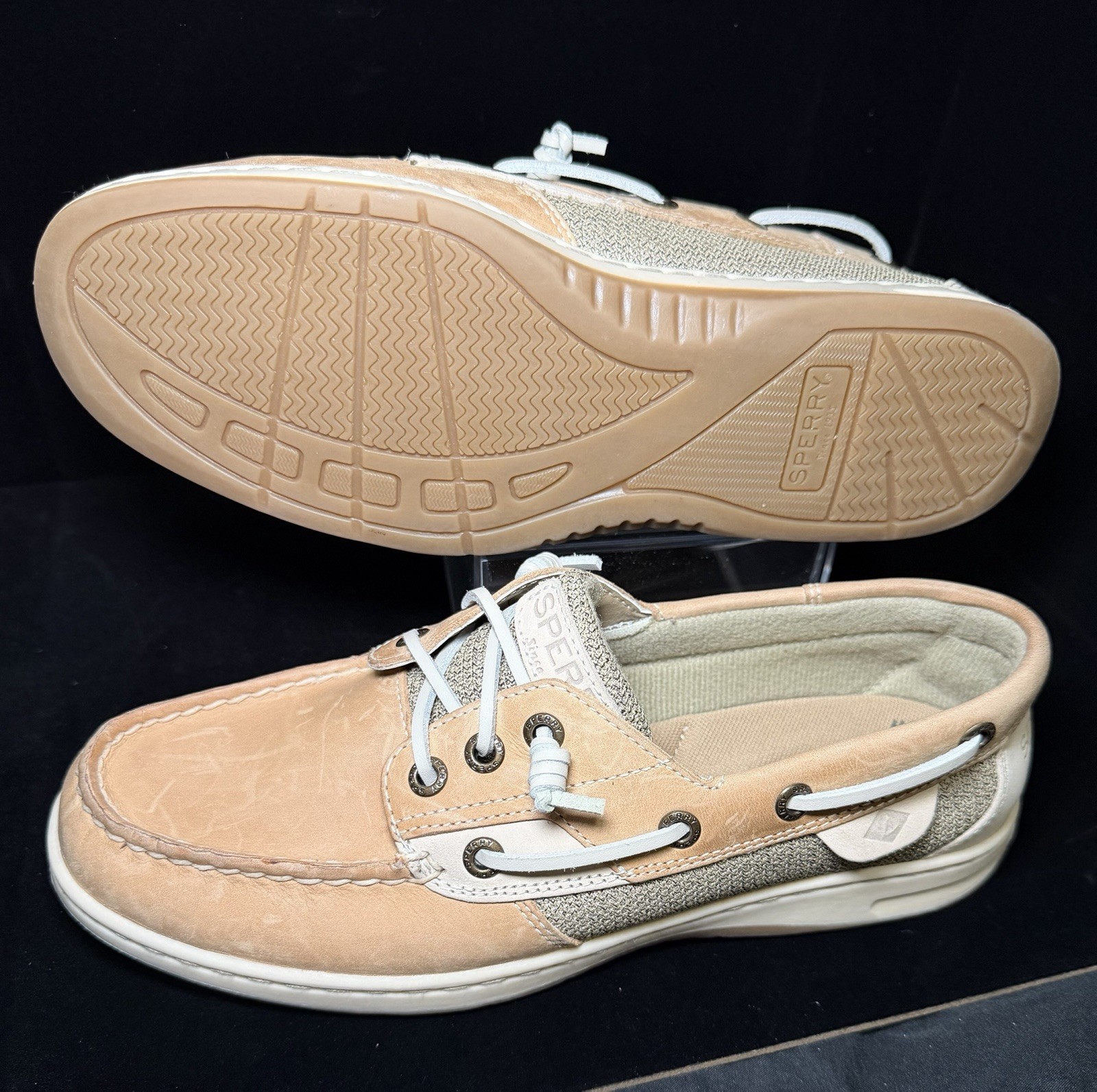 Sperry Women’s Koifish Linen Oats Boat Shoes – Tan – Size US 9- STS95589