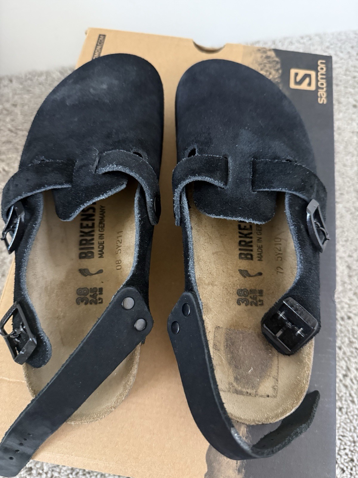 BIRKENSTOCK TOKIO BLACK SUEDE CLOG MULE SIZE EU 38 NARROW US 5 MENS 7 WOMENS