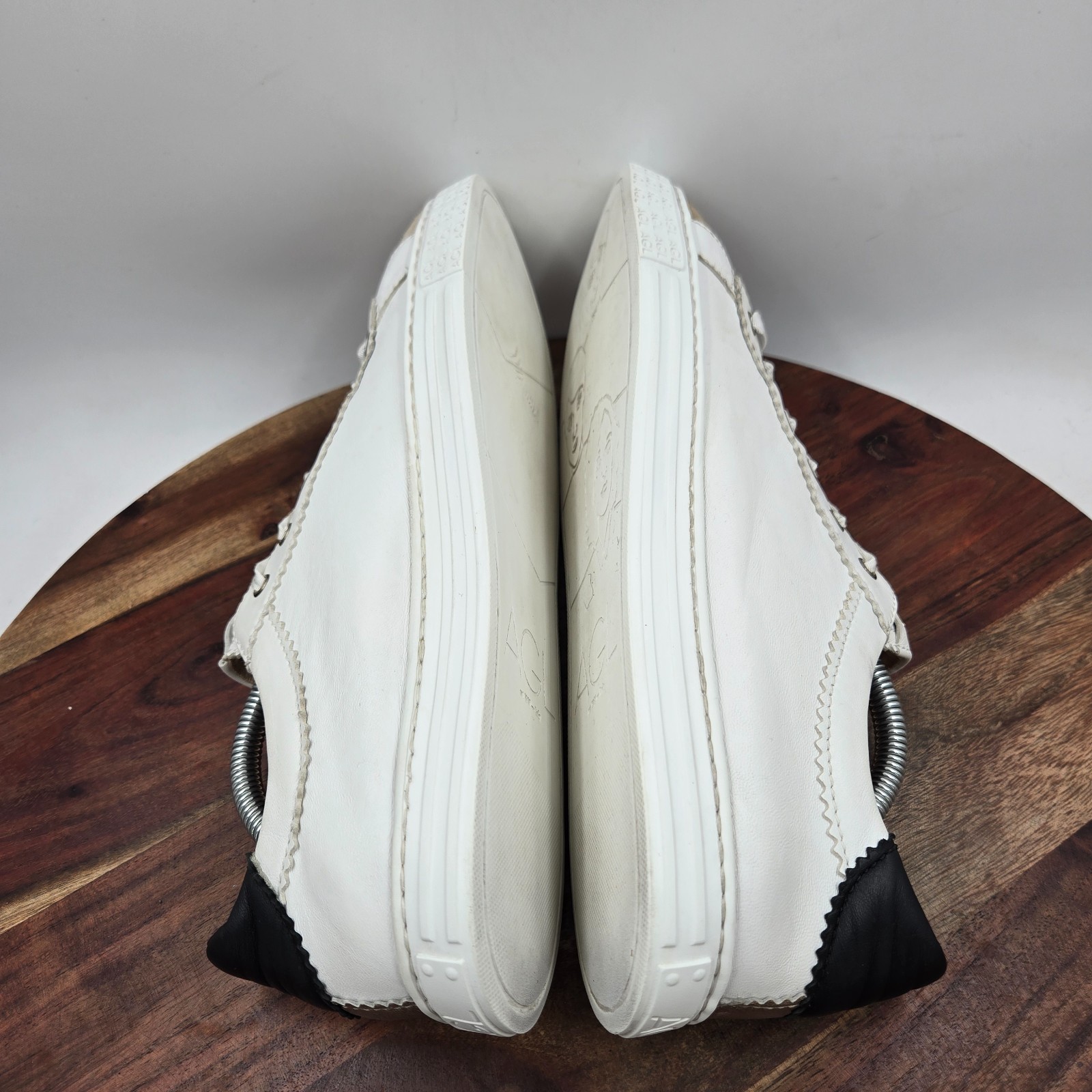 AGL Sade Shoes Womens 41.5 / 11.5 White Tan Suede Leather Low Top Casual Sneaker