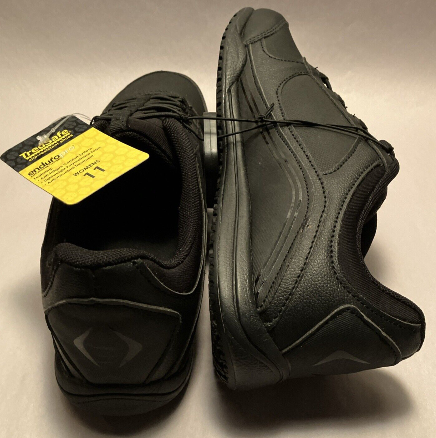 NWT TredSafe Claire Women 11 Slip Resist Black Bungee Slip on Cushion Work Shoes