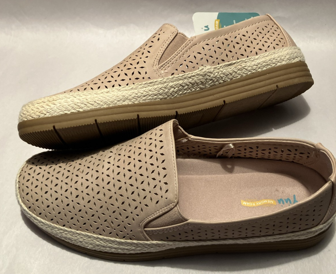 New Yuu Lacey Womens 8M Tan Ventilated Memory Foam Insole Comfort Espadrilles