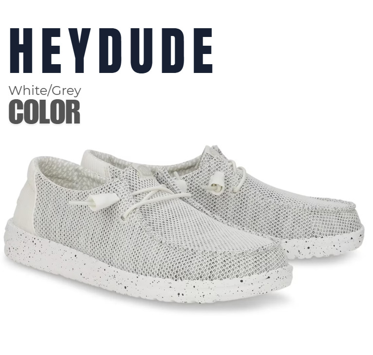 SALE ~ HEYDUDE Wendy Stretch Sox Slip-On – Women’s Shoes in White/Grey NWB