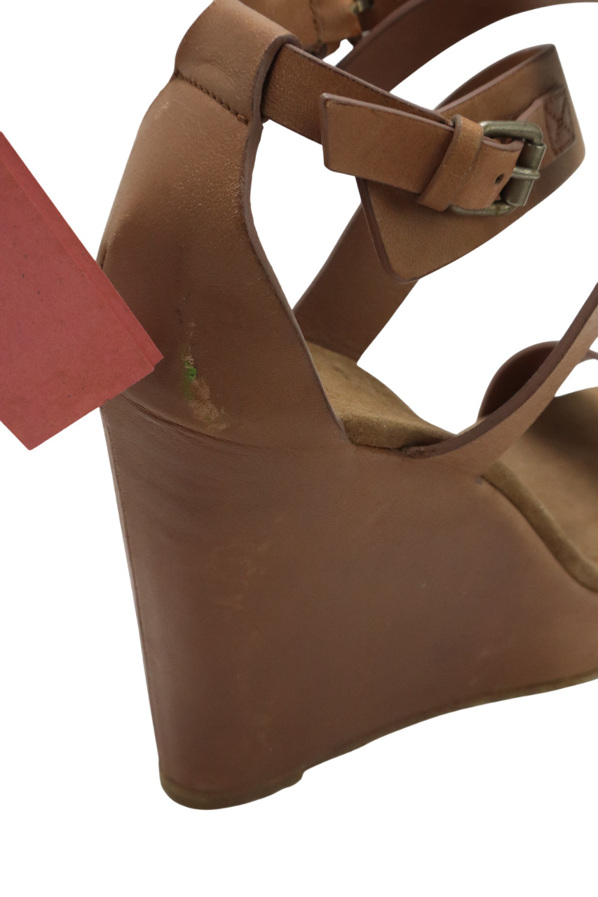 Brunello Cucinelli Shoes Womens Eu 39 Leather Wedge Sandals Beige