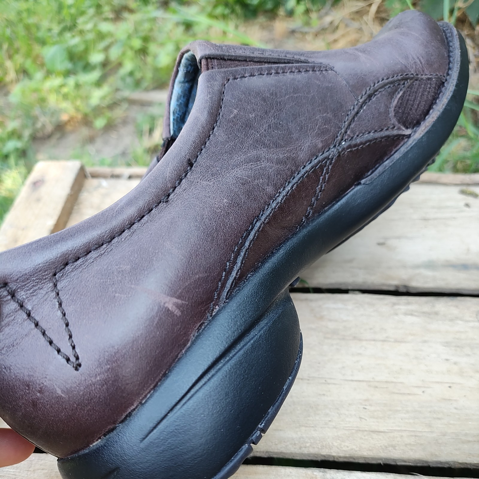 Merrell Tetra Fling Womens 9.5 Slide Slip On Shoe Brown Leather