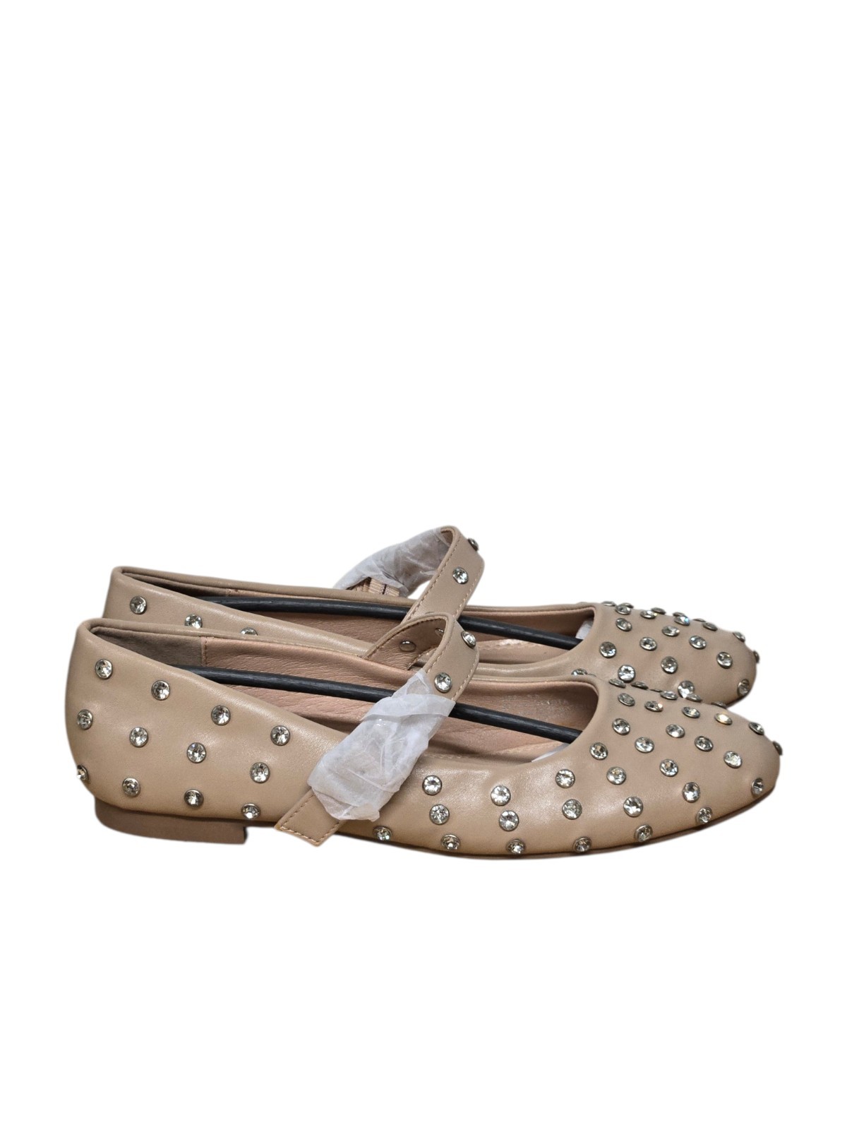 Berness Felicity Studded Mary Jane Ballet Flats Womens 6.5 Beige Nude Coquette