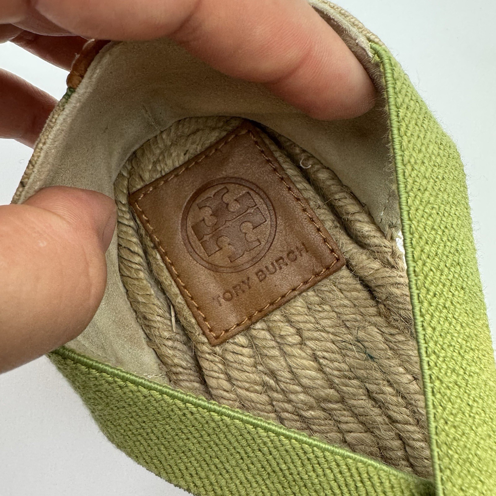 Tory Burch Catalina Floral Botanical Espadrilles Canvas Elastic Sz 8 1/2 Flaws