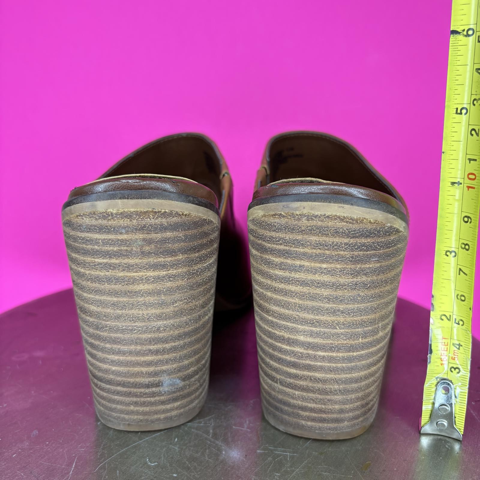 Steve Madden Savina Brown Leather Pointed Toe Stacked Heel Mule US 9.5 UK 7.5