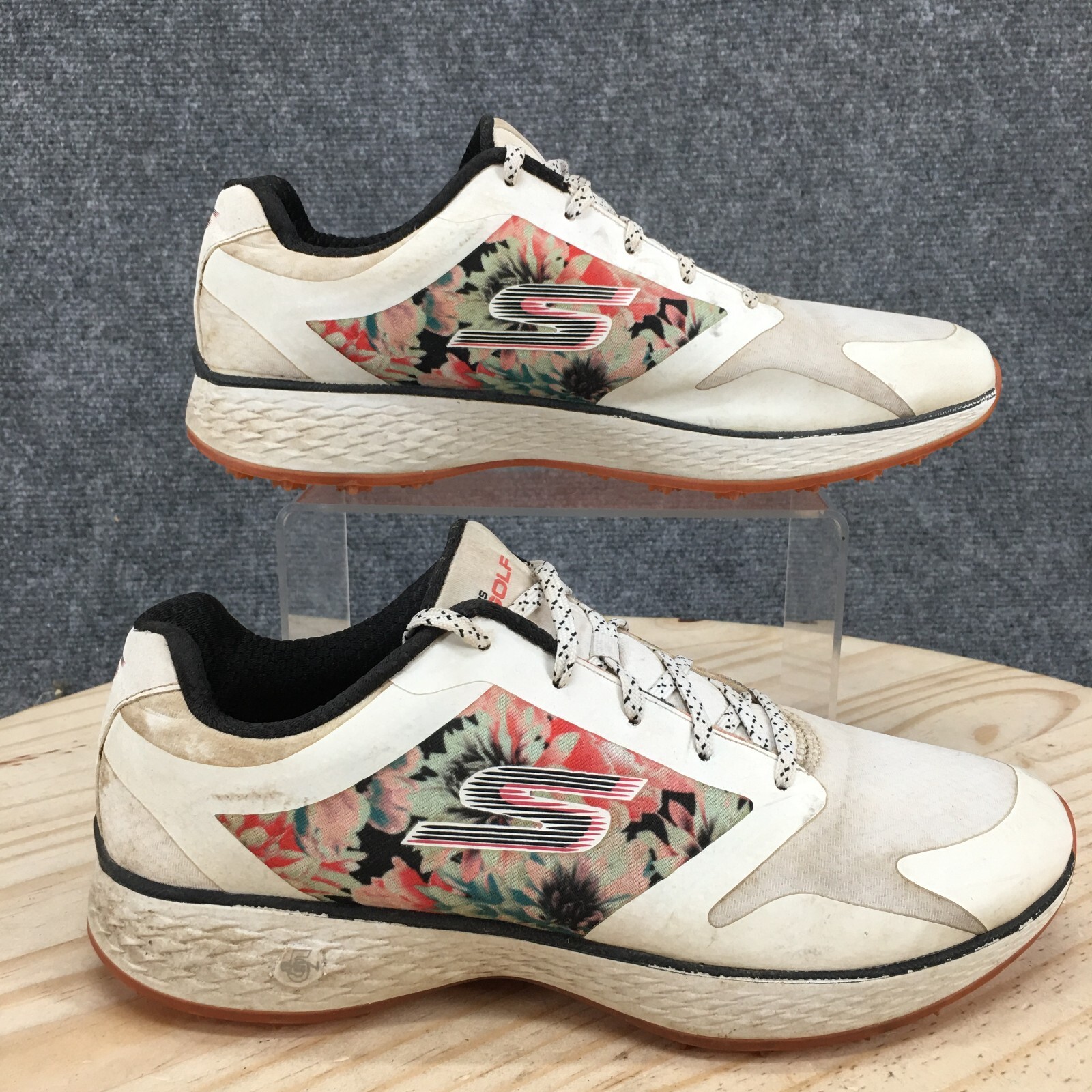 Skechers Shoes Womens 9.5 Golf Birdie Golf Sneakers White Floral Print Low 14854
