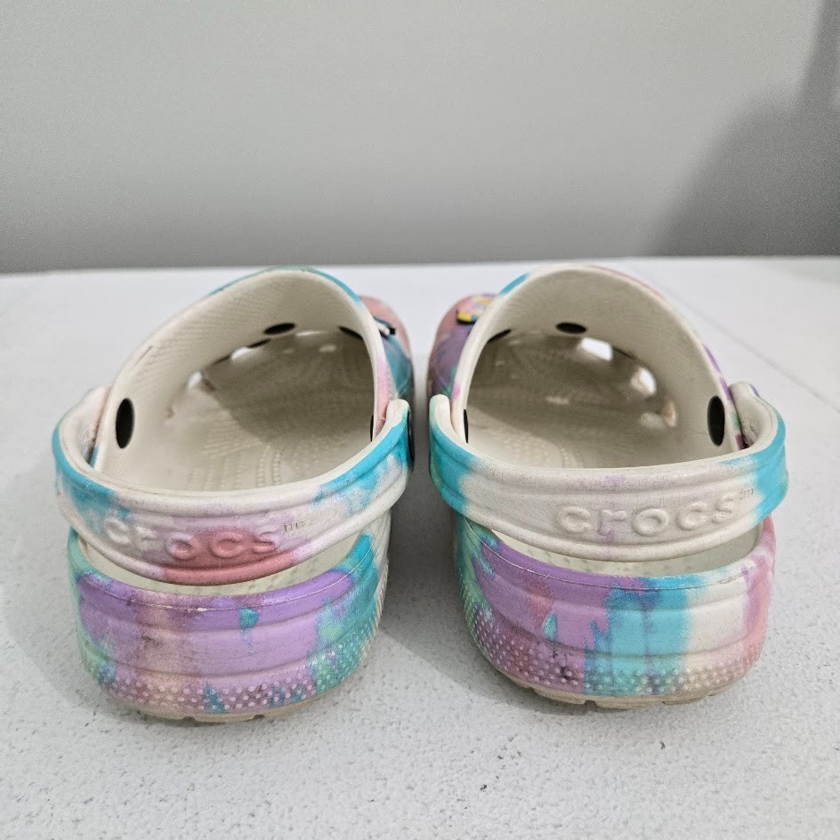 Crocs Adult Classic Pastel Tie Dye Clogs Sz M:4 W:6 Casual With Pins Groot Grogu