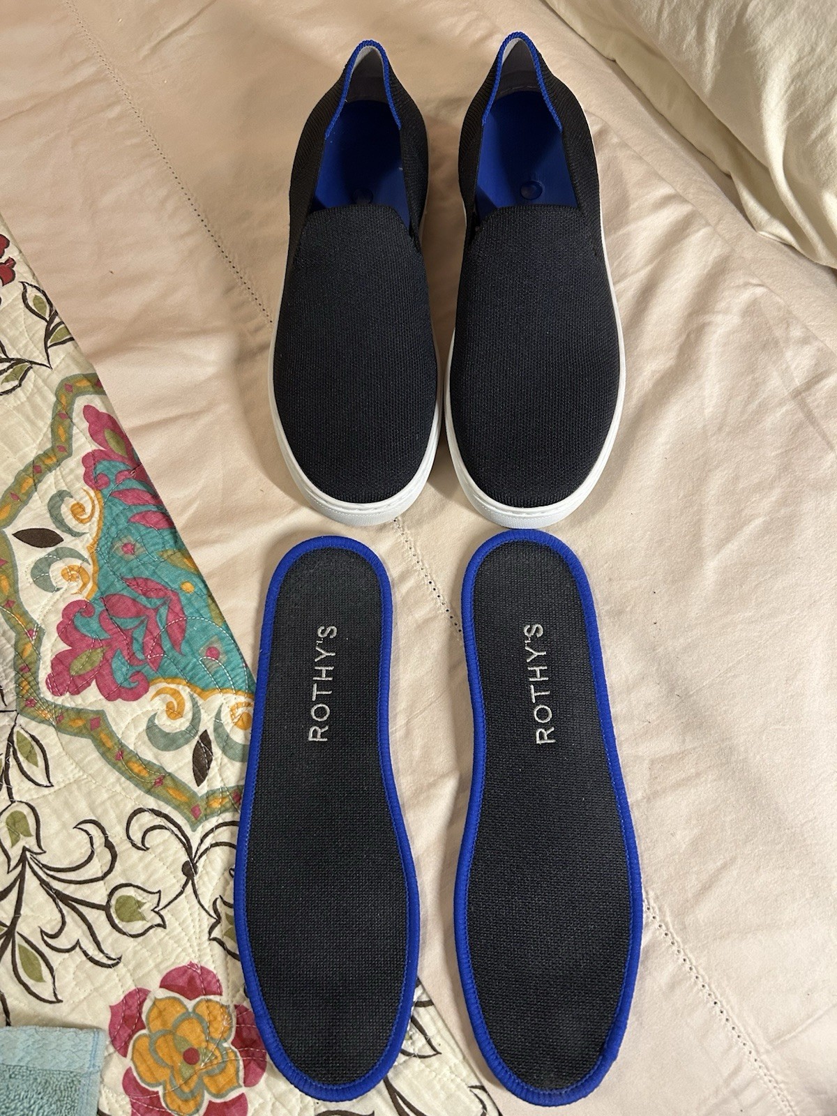 Rothy’s Slip On Women’s Sneakers Navy Blue Knit Size 9 Sustainable Shoes