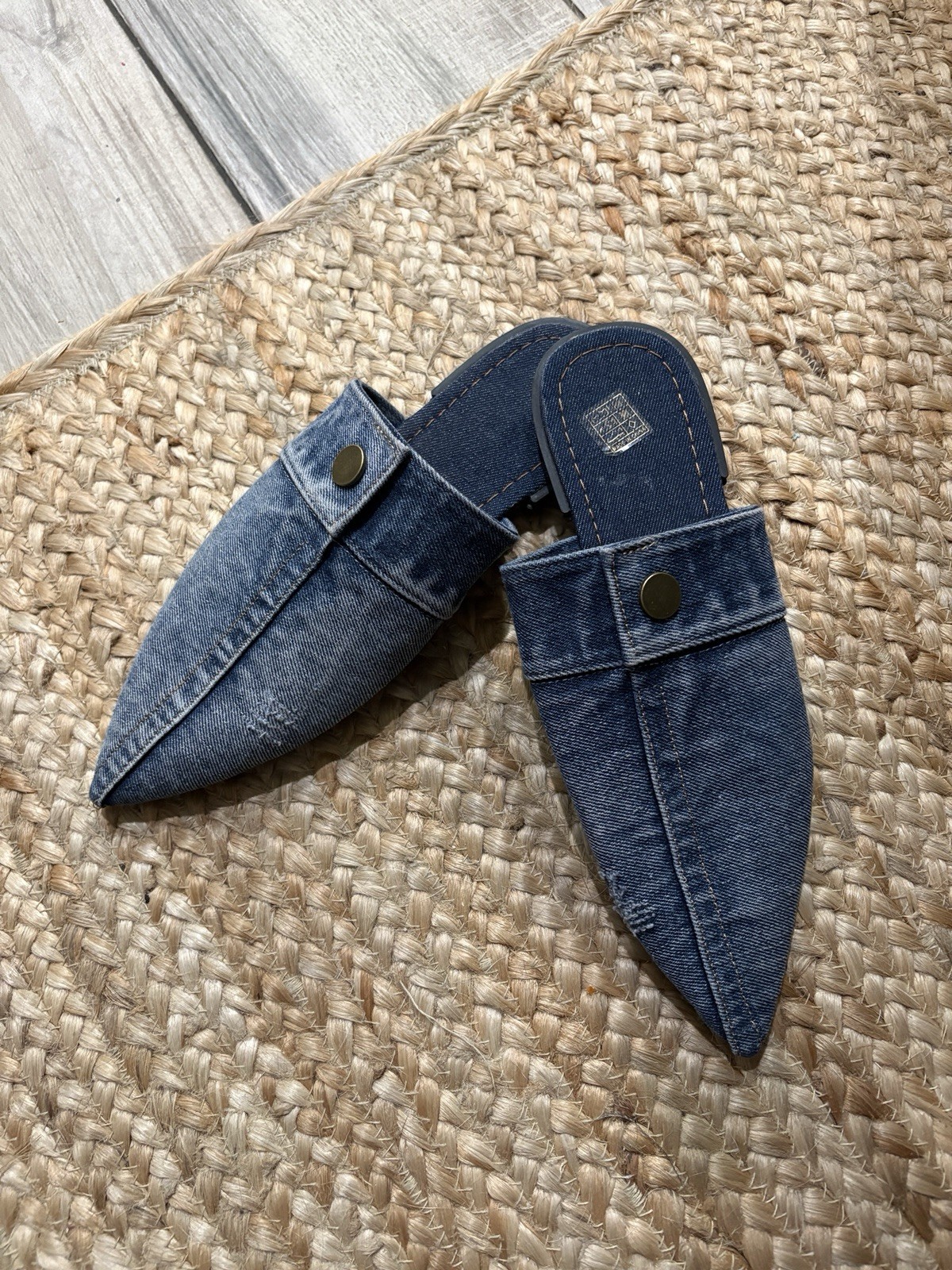 Guoranduo Shoes Womens 41 Slip On Mules Denim Casual Pointed Toe Flats US 8.5