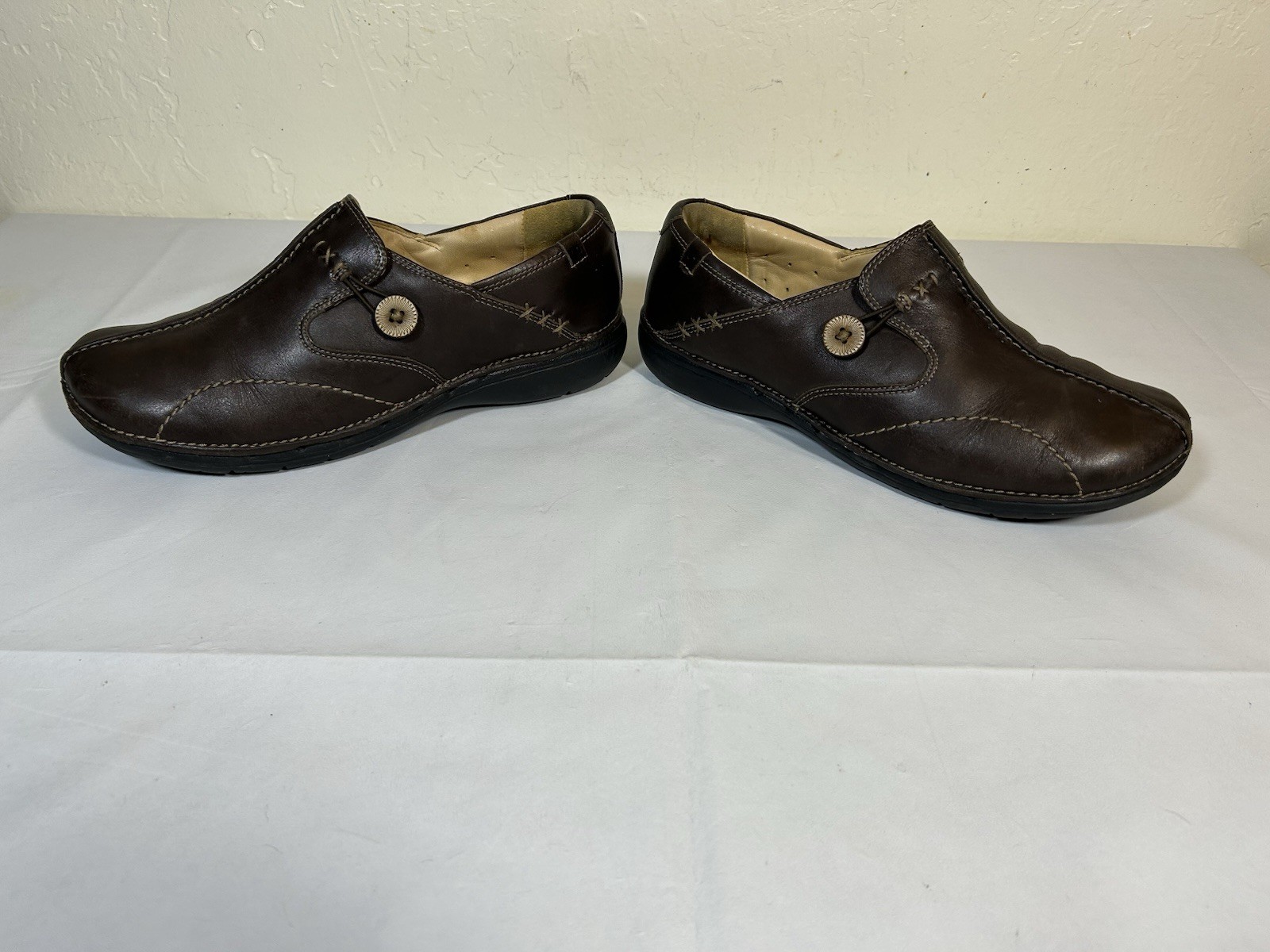 Clarks Unstructured Loafers Women’s Size 10 M Slip On Comfort Brown Leather