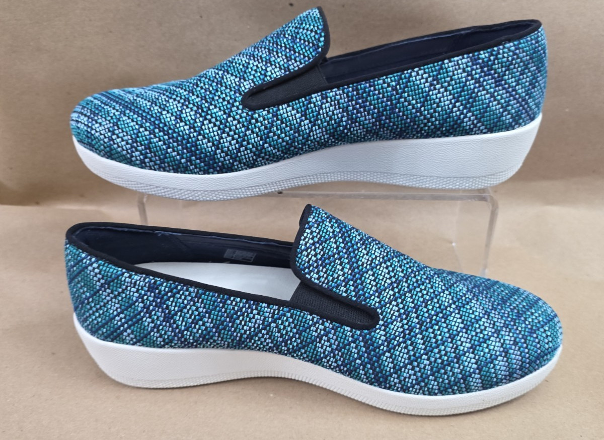 Fitflop (Sz 9) Superskate Uberknit Slip On Womens Shoes Gray Comfort Sneaker