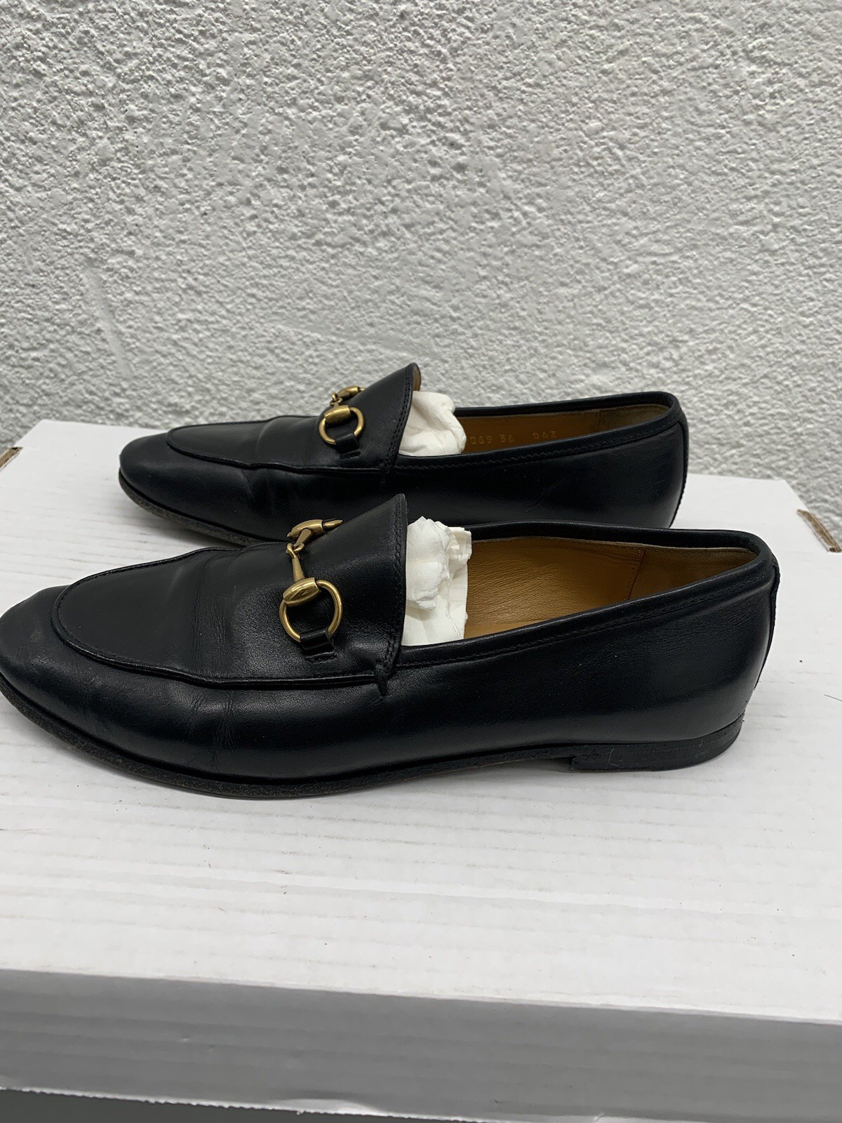 Gucci GG Horsebit Loafers Shoes Jordaan Leather Black Sz 6 US 36 EU BB22