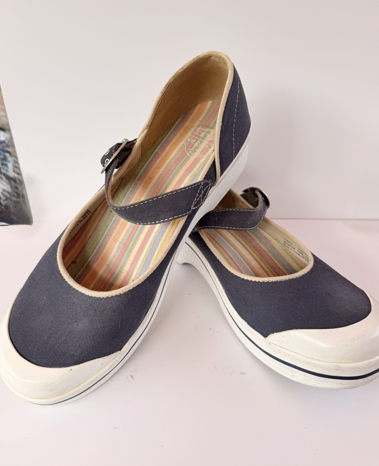 Dansko Vegan Navy Blue Canvas Mary Jane Clogs Slip Resistant 41 6606540100
