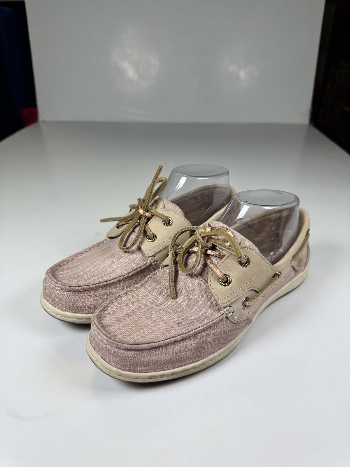 Sperry Koifish STS86519 Womens 7.5 Linen Pink Sparkle Moc Toe Lace Up Boat Shoes