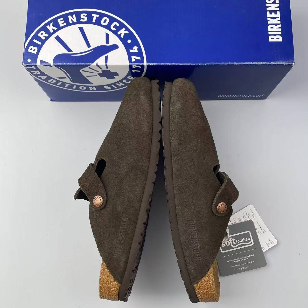 Birkenstock Boston Soft Footbed Mocha Suede Leather Unisex Shoes Clogs EU37-45