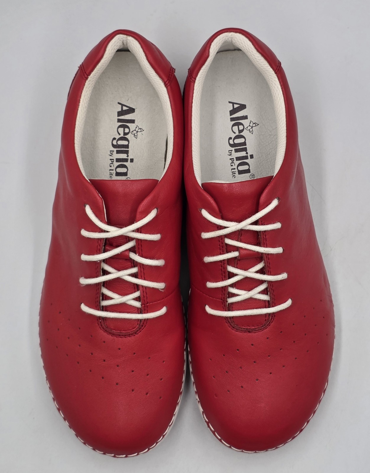 Alegria Essence ESS-623 Red Leather Slip Resistant Work Shoes Womens 8.5 EU 39