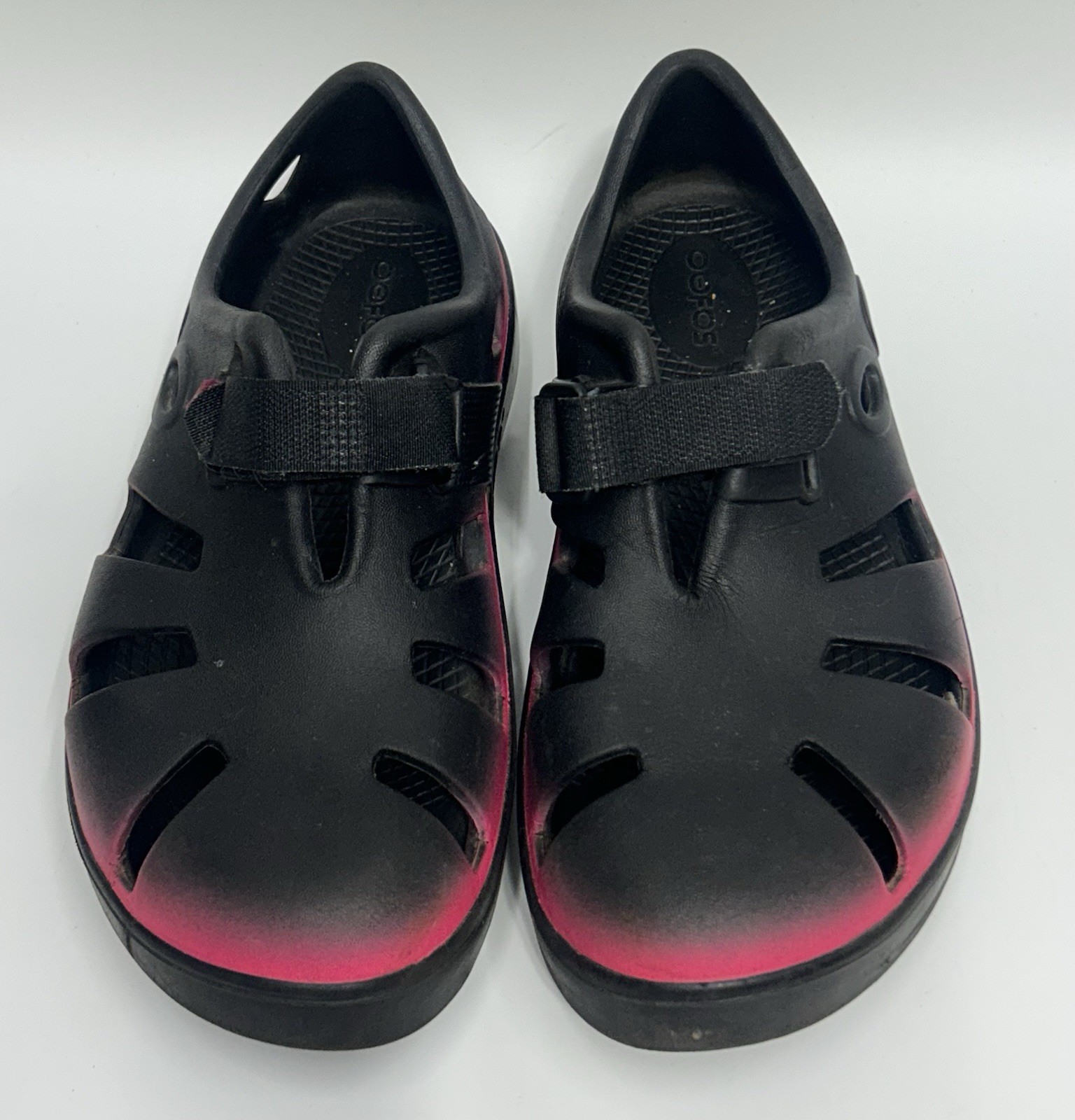 Oofos OOcandoo Slip-on Recovery Sandal Shoe Black/Pink Ombré W6/EU37