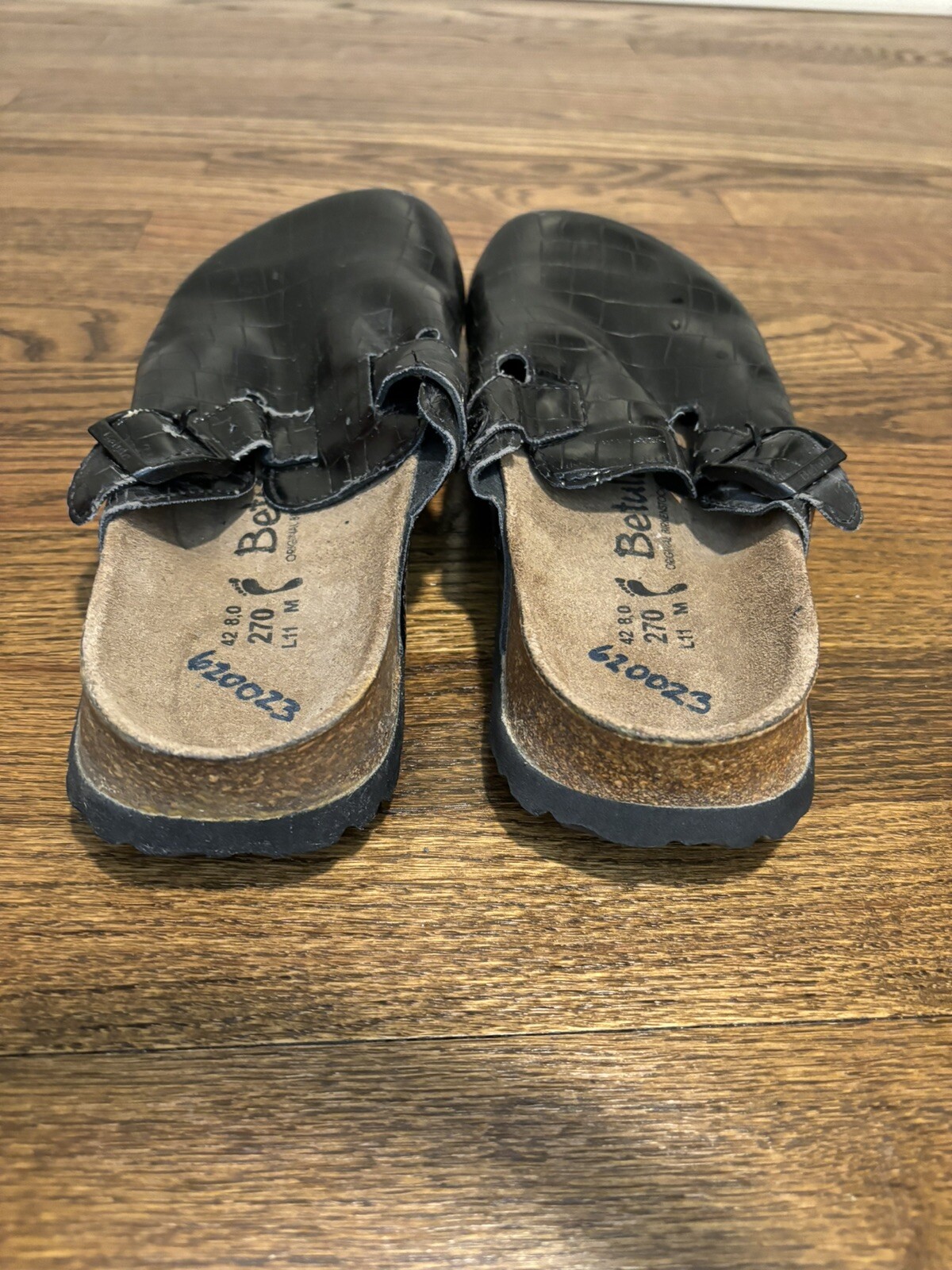 Birkenstock Clogs Size 42 Black Metalic Leather