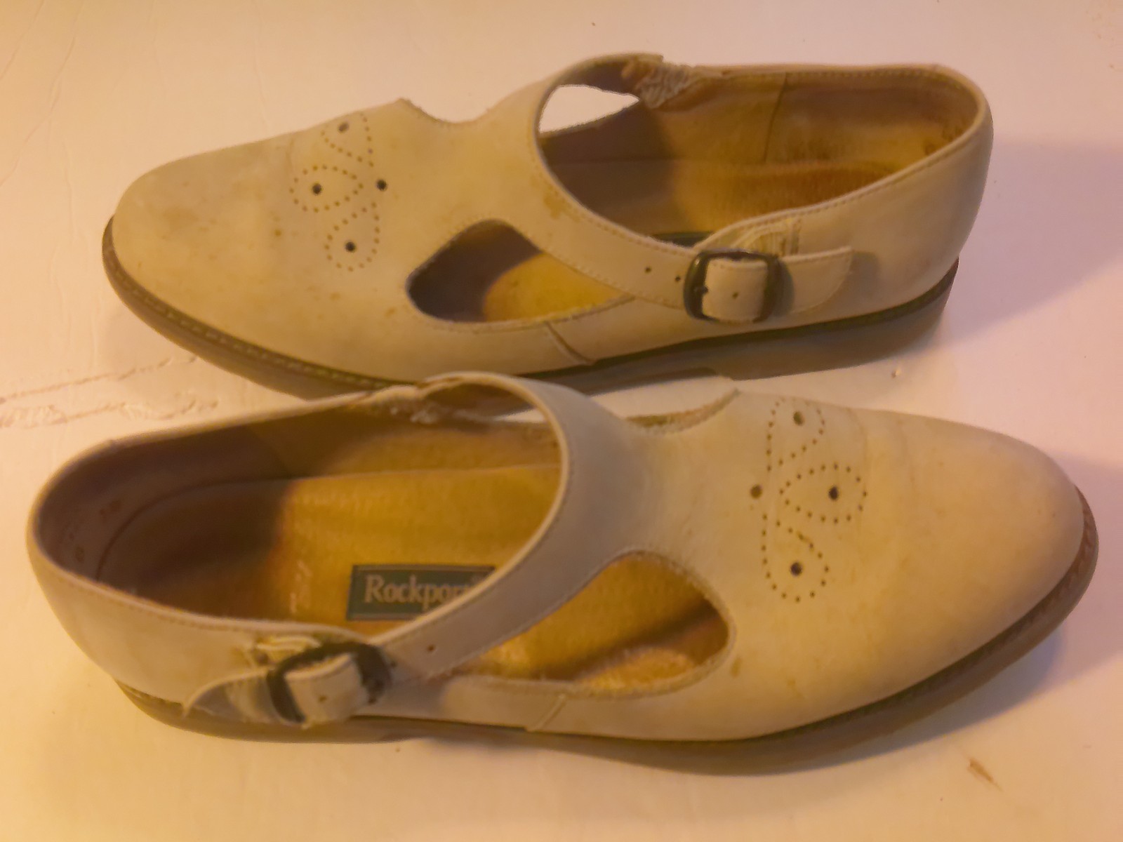 Rockport Tan Mary Jane Shoes Women Size 8.5M Leather Suede Vibram Boho Hippie