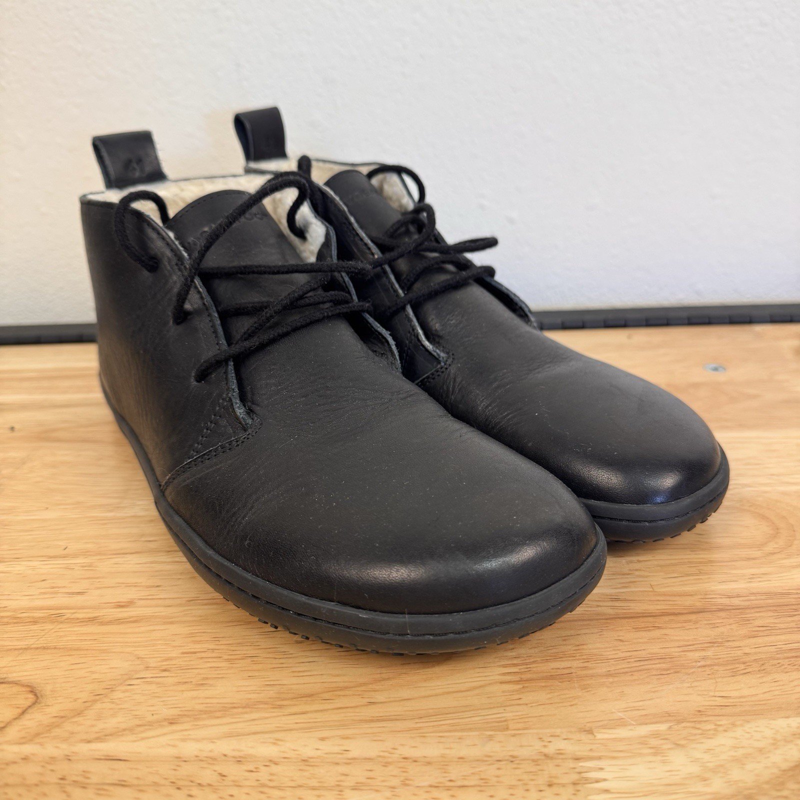 VivoBarefoot Gobi III Chukka Lined Black Leather Desert Boots Sz 8/41 Men’s