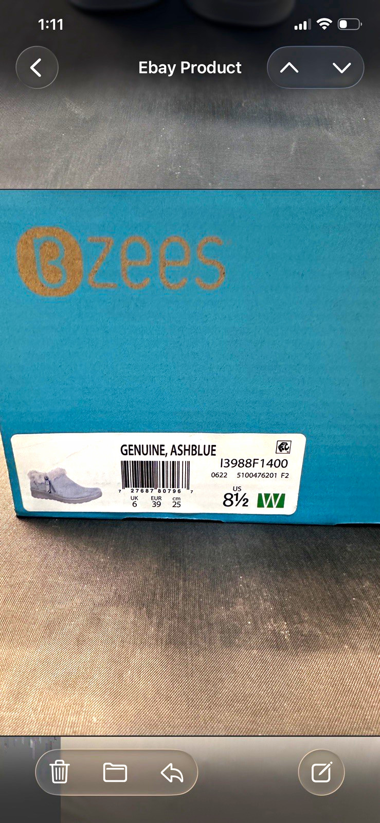 Bzees Genuine Women’s Blue Suede Faux Fur Lined Slip-On Casual 8.5 W