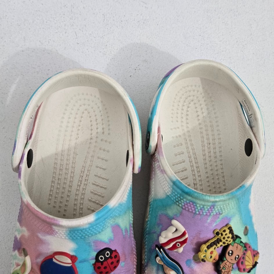 Crocs Adult Classic Pastel Tie Dye Clogs Sz M:4 W:6 Casual With Pins Groot Grogu