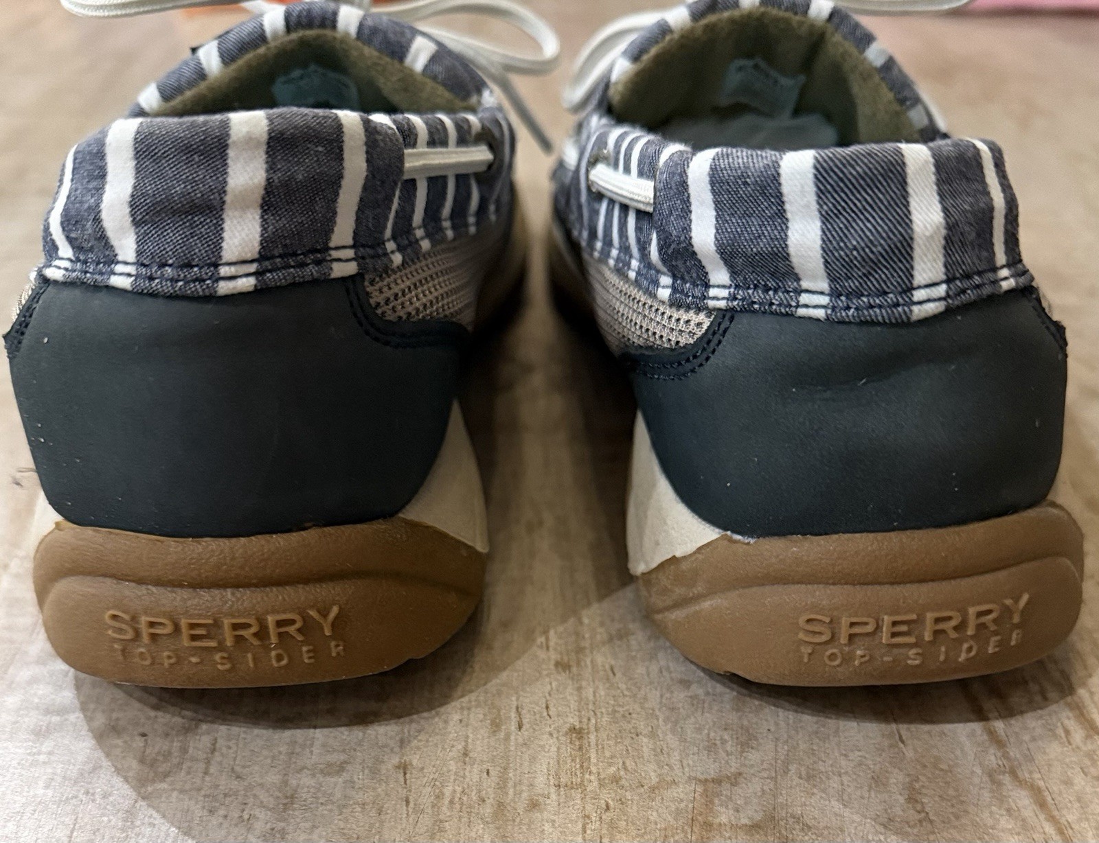 Sperry Top-Sider Navy/White Striped Leather Boat Shoes Womens 11M