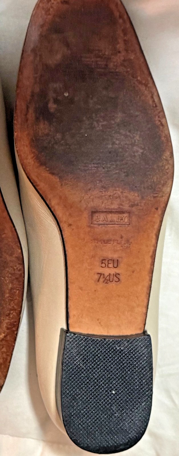 BALLY TAN LEATHER SHOES WOMENS LOAFER BASKETWEAVE AND STRAP ACCENT SIZE 7-1/2