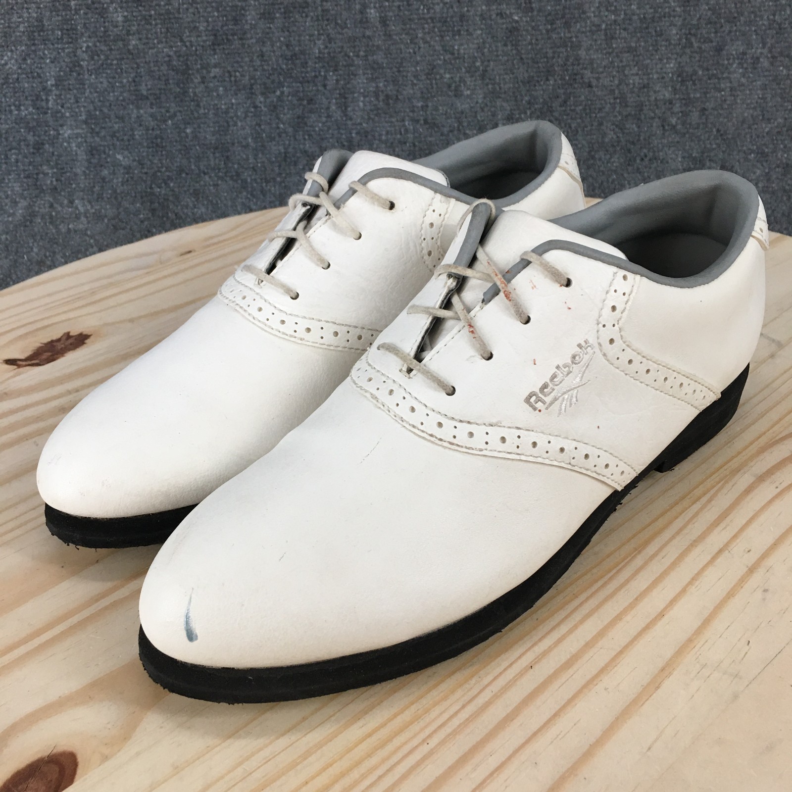 Reebok Golf Shoes Womens 8.5 Classic Lace Up Brogues Oxford Cleats White Leather