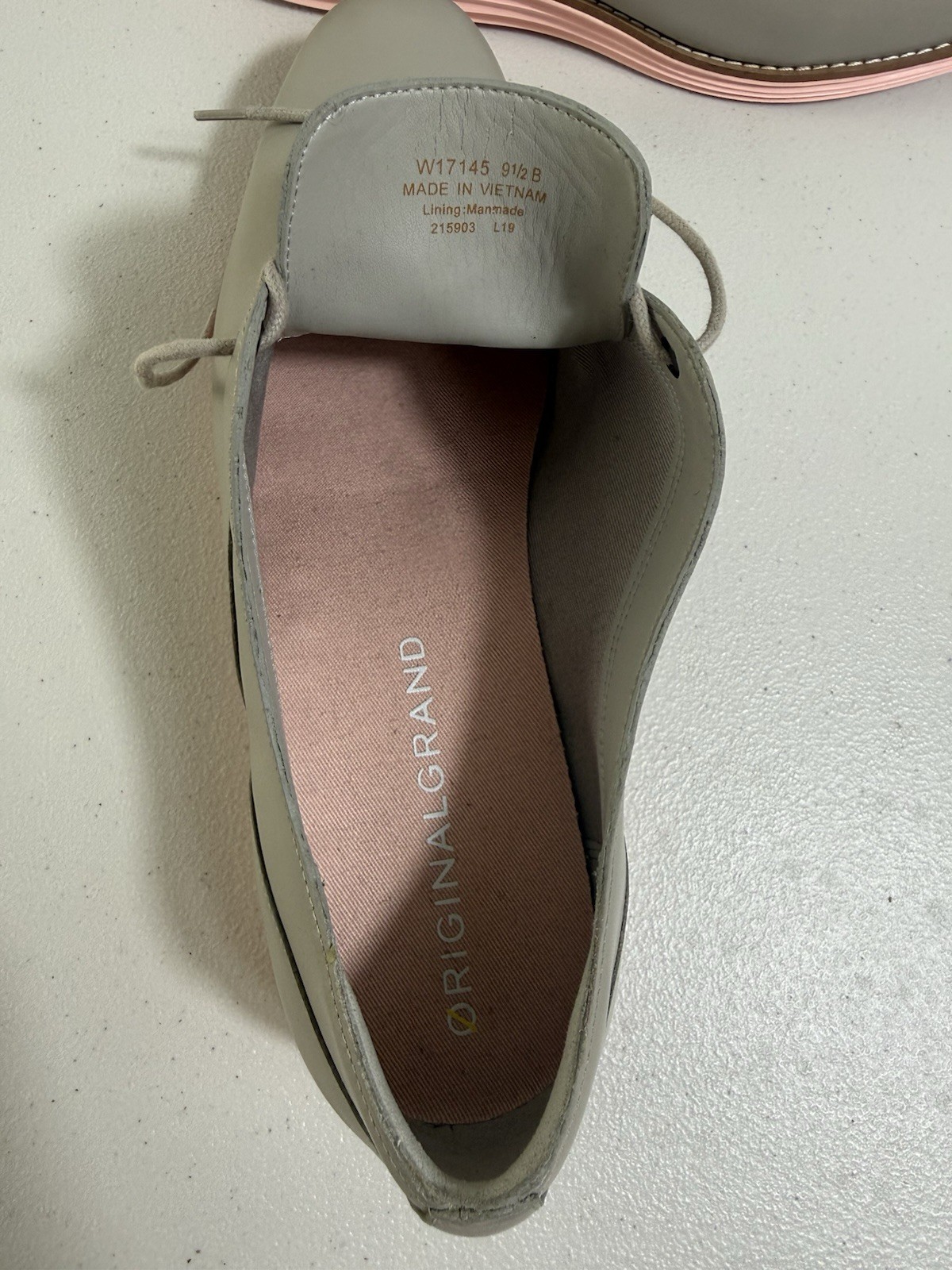 Cole Haan Original Grand Oxford Women’s 9.5B Gray Leather Pink Sole W17145 New