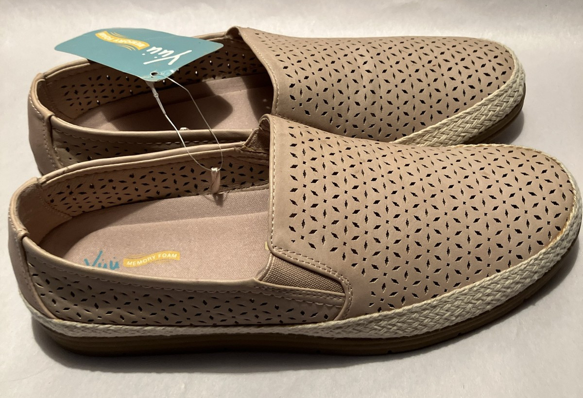 New Yuu Lacey Womens 8M Tan Ventilated Memory Foam Insole Comfort Espadrilles