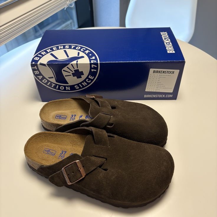 Birkenstock Boston Clog Suede Soft Footbed Slippers in Mocha Select size New
