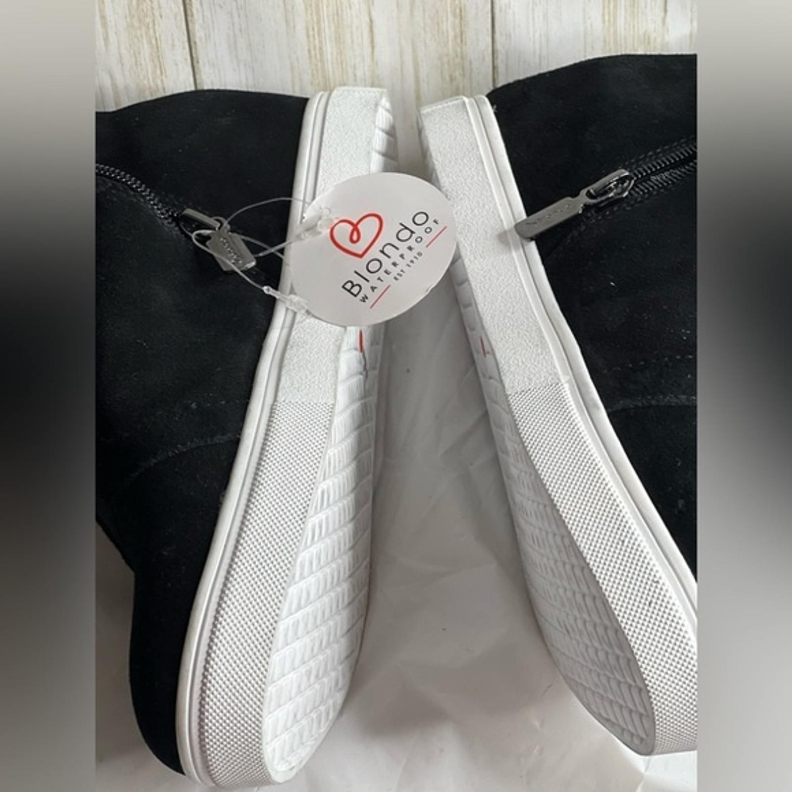 Blonde Black Suede High Tops Zipper Boys
