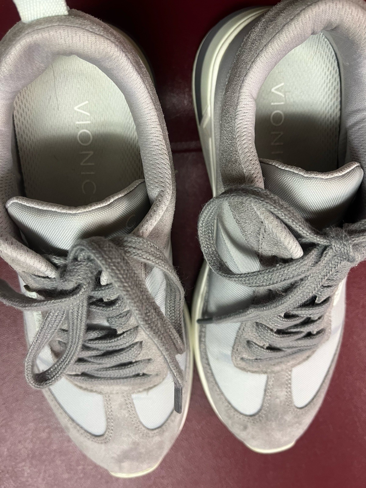 Vionic Breilyn Gray Vapor Nylon/Suede Lace-up Sneakers, Arch Support, Size 6