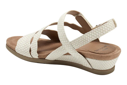 Womens Sandals Earth Origins Poppy Leather Recycled Slip Resistant Cream 8 WIDE