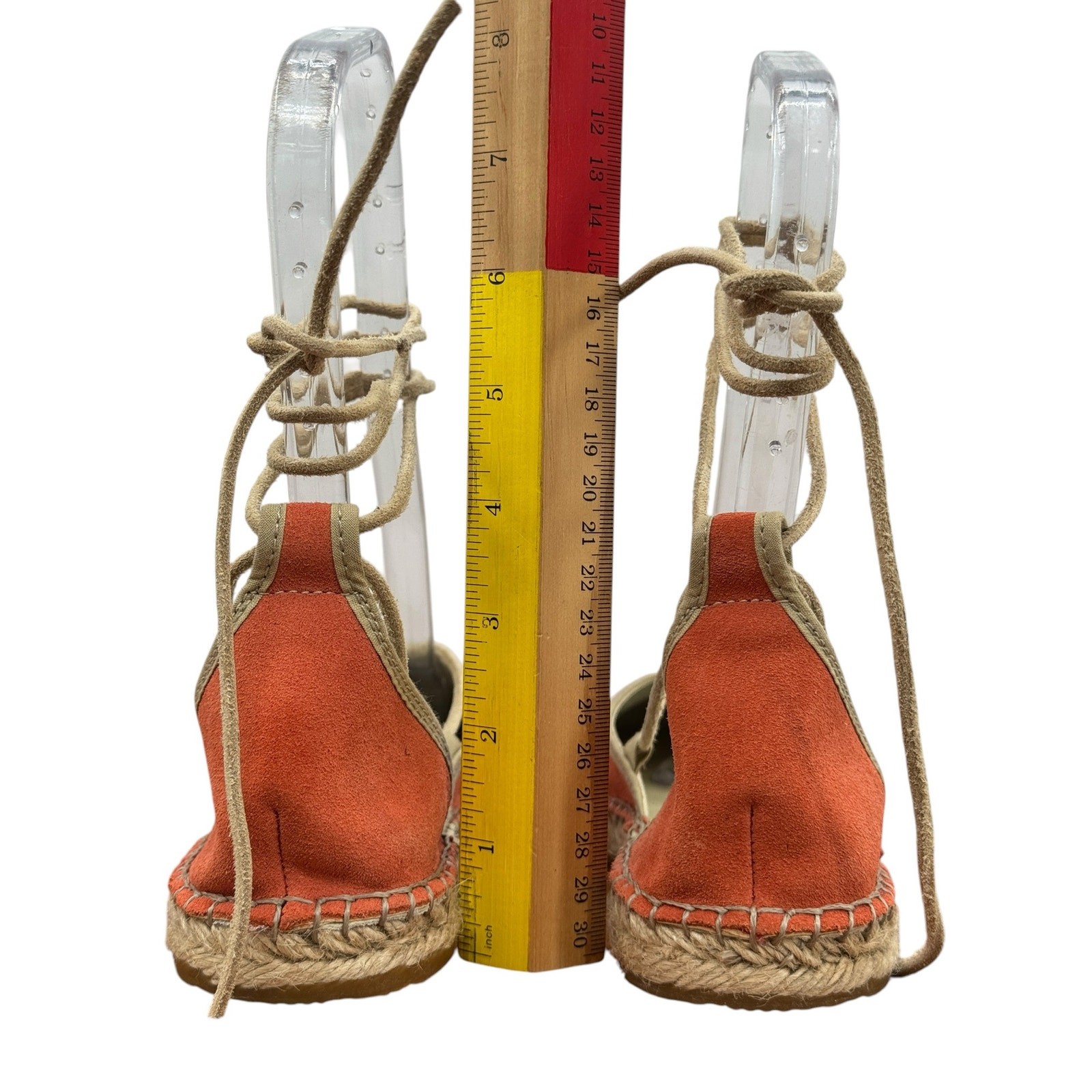 Free People Marina Espadrille Womens SZ 39 Coral Ankle Lace Up Boho Whimsy Suede