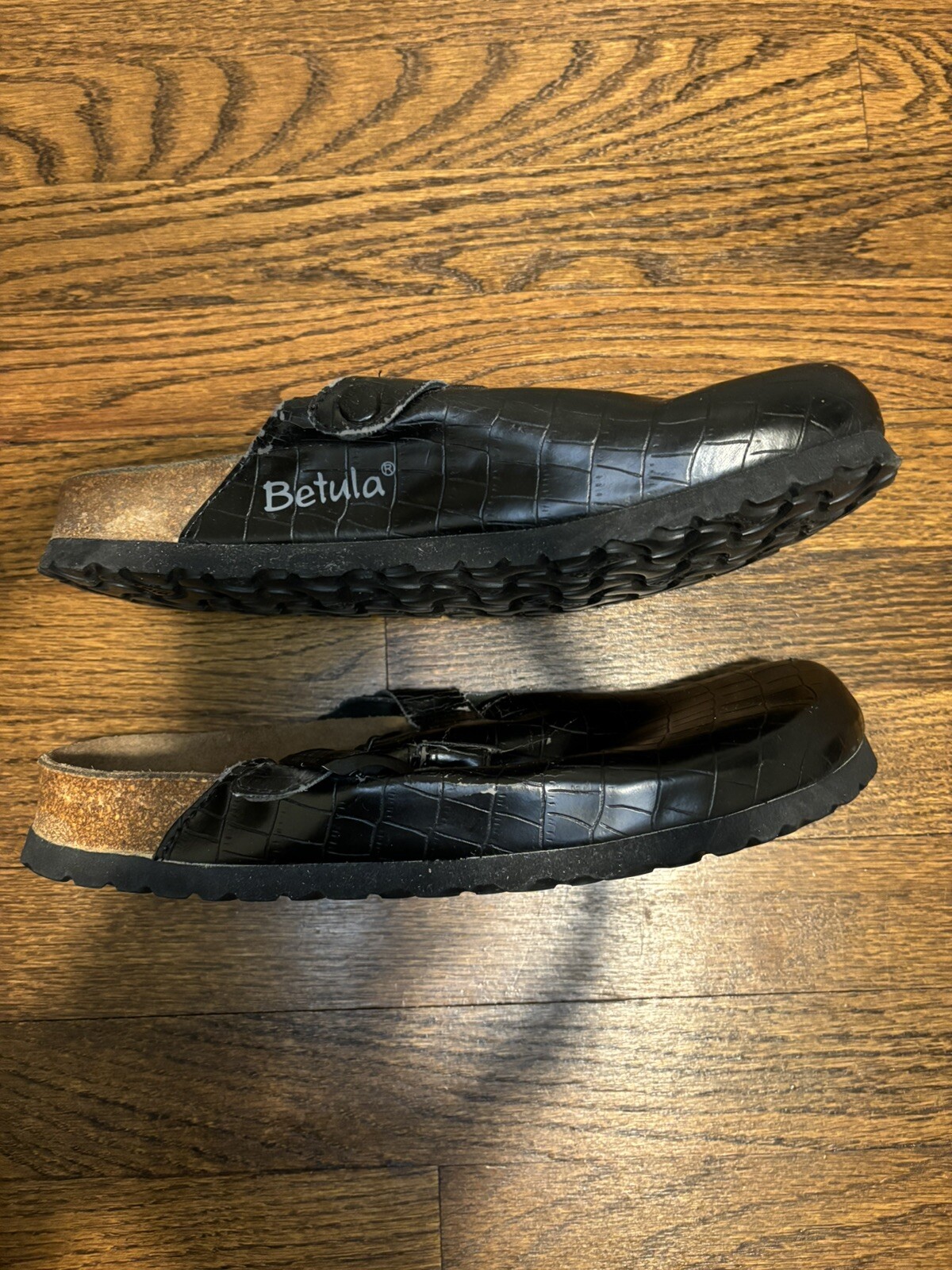 Birkenstock Clogs Size 42 Black Metalic Leather