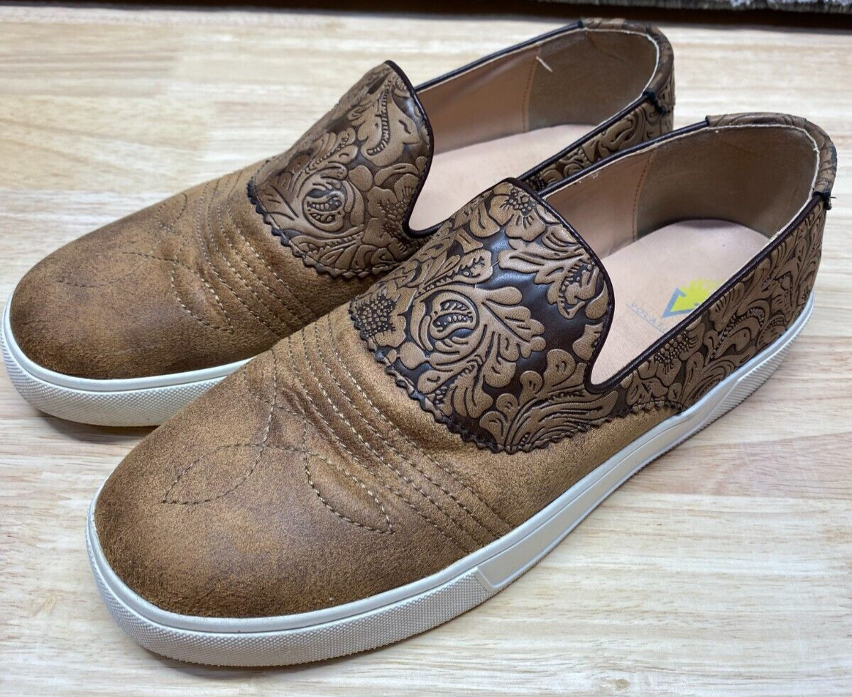 Volatile Faux Tooled Leather Rosecrans Slip on Shoe Women’s 10 Western Cowgirl
